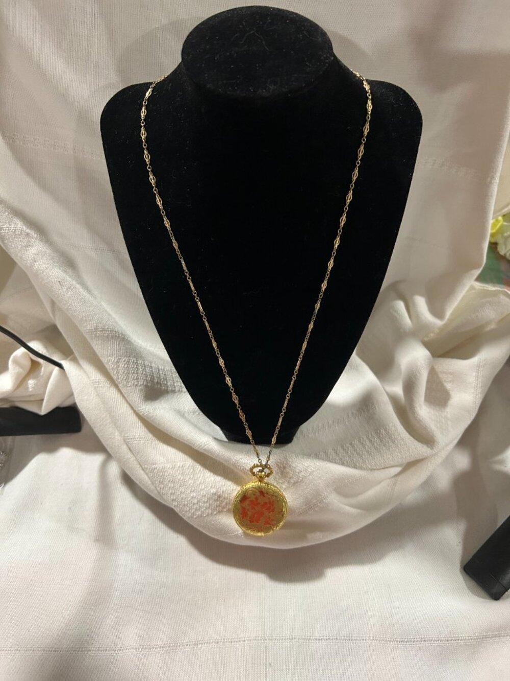 Vintage Gold Toned Locket Pocket Watch Necklace - Pre-owned